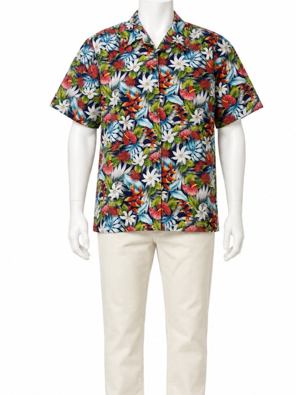 Go Barefoot Men’s XL Hawaiian Aloha Shirt Made USA Tropical Floral Cotton